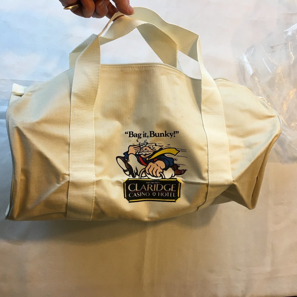 Vintage 1990s Claridge Casino Hotel Canvas Duffel Bag Collectable